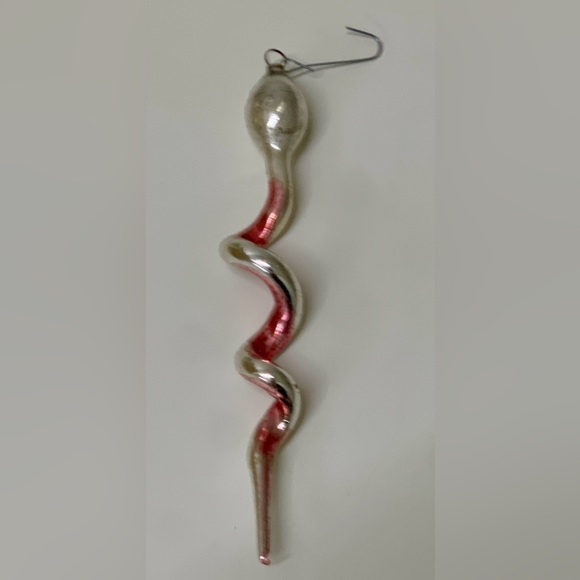 Early 20th Century Vtg Blown Mercury Glass Christmas Snake Tree Ornament - Picture 3 of 12